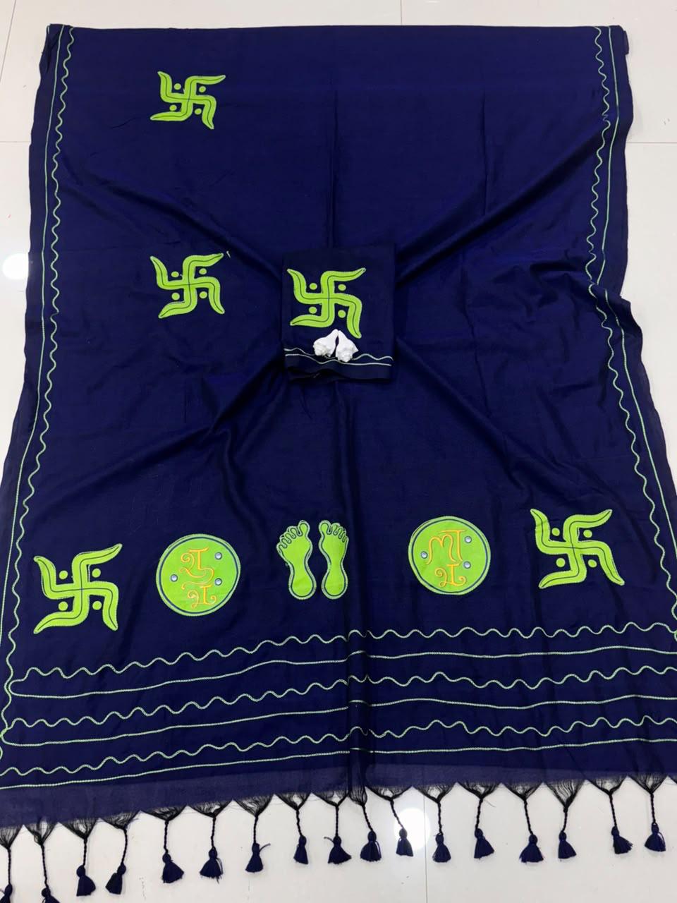 Cotton Handloom Saree with Aari Embroidery