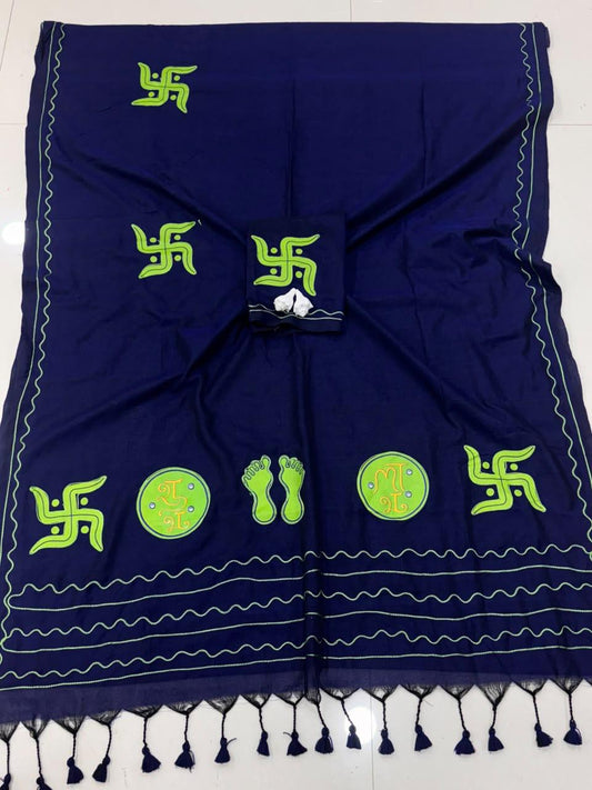 Cotton Handloom Saree with Aari Embroidery