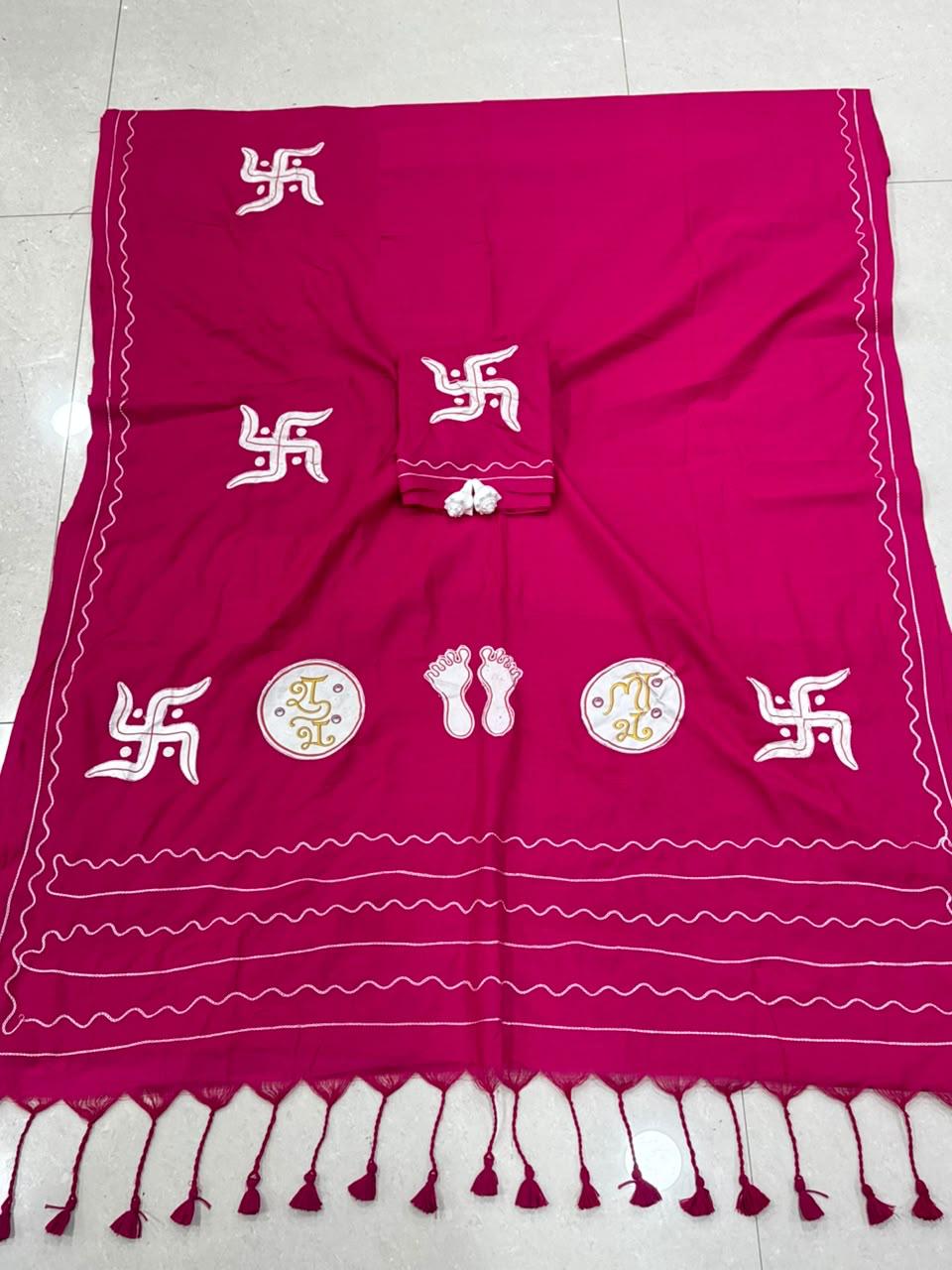 Cotton Handloom Saree with Aari Embroidery