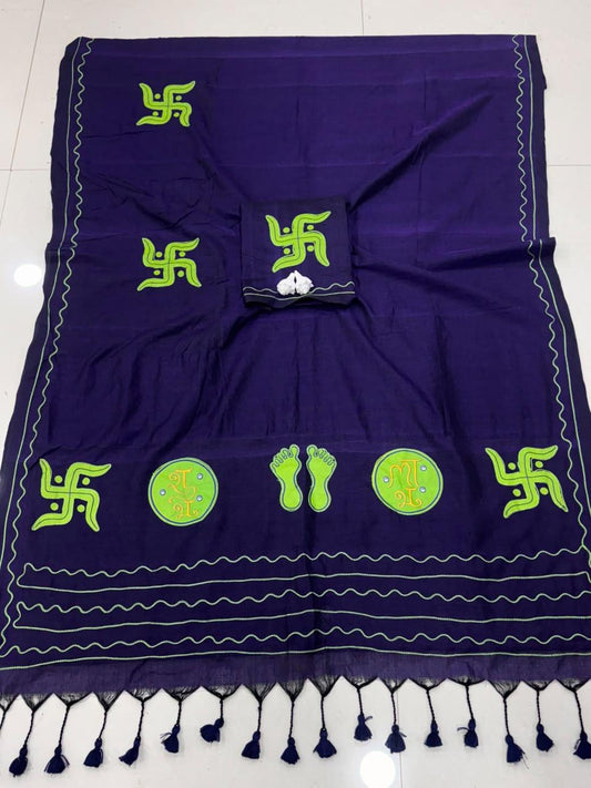 Cotton Handloom Saree with Aari Embroidery