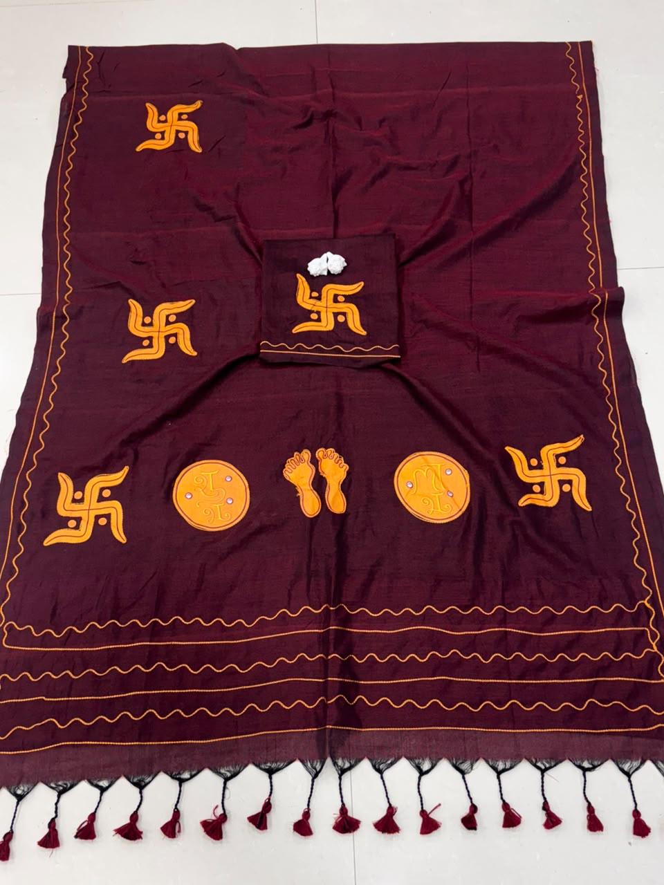 Cotton Handloom Saree with Aari Embroidery