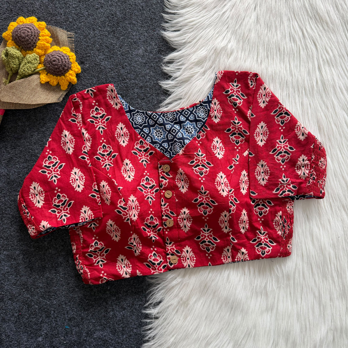 Ajrakh Reversible Stretchable Readymade Blouse