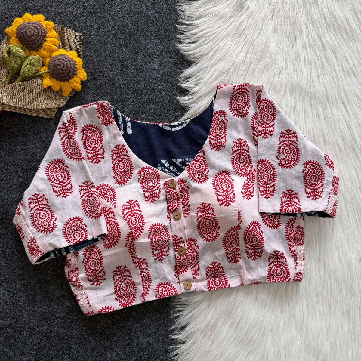 Ajrakh Reversible Stretchable Readymade Blouse