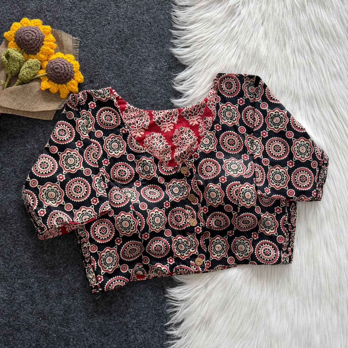 Ajrakh Reversible Stretchable Readymade Blouse