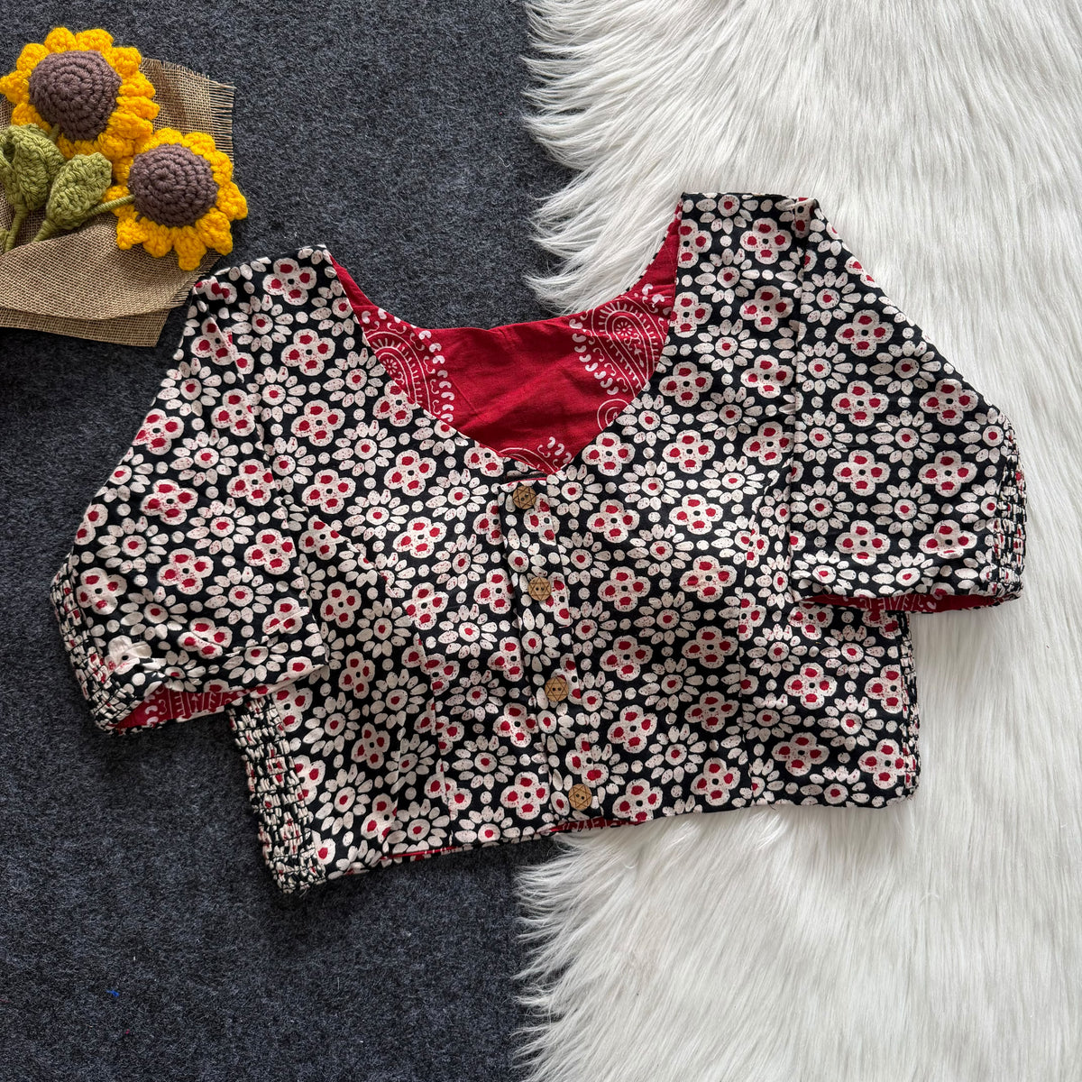 Ajrakh Reversible Stretchable Readymade Blouse