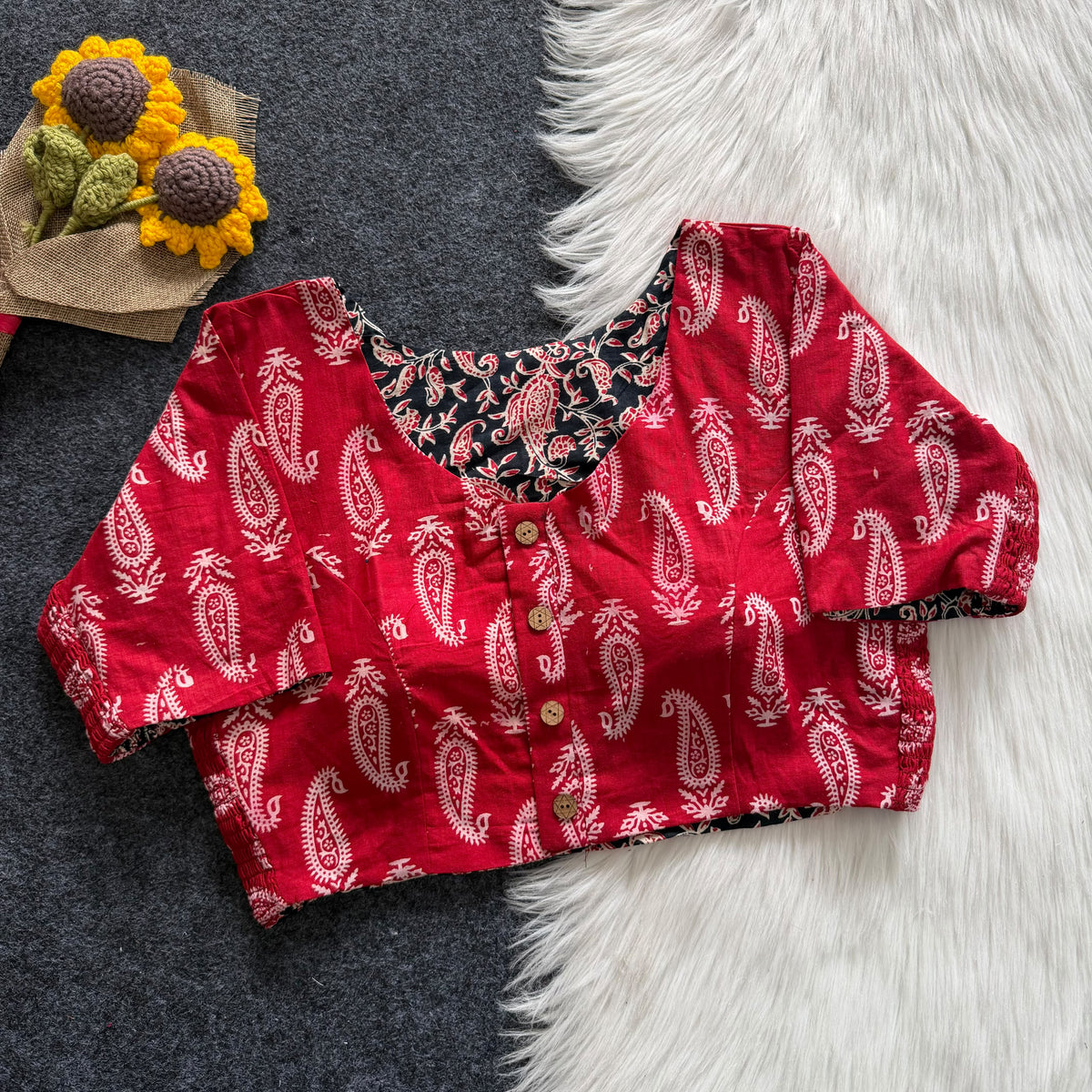 Ajrakh Reversible Stretchable Readymade Blouse