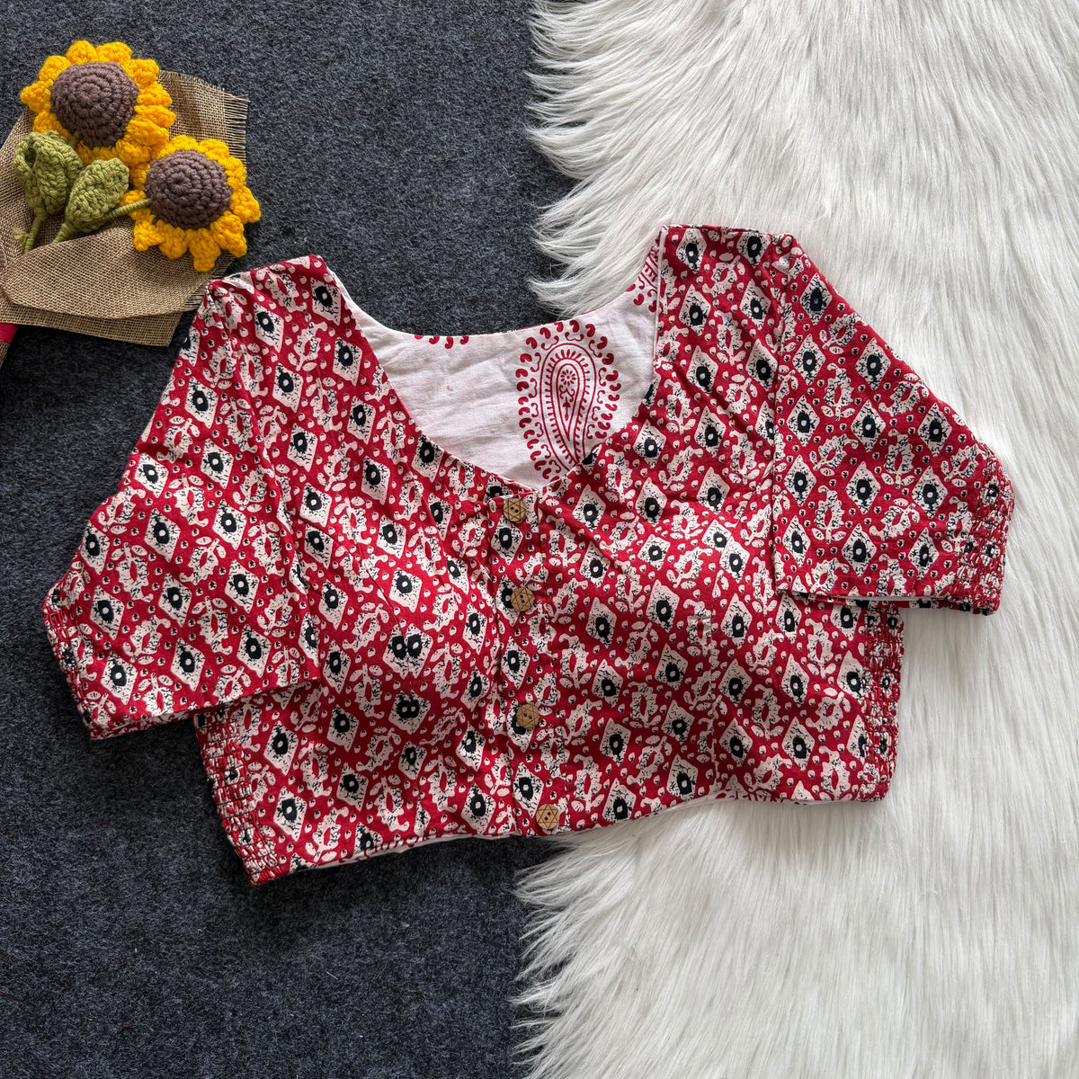 Ajrakh Reversible Stretchable Readymade Blouse