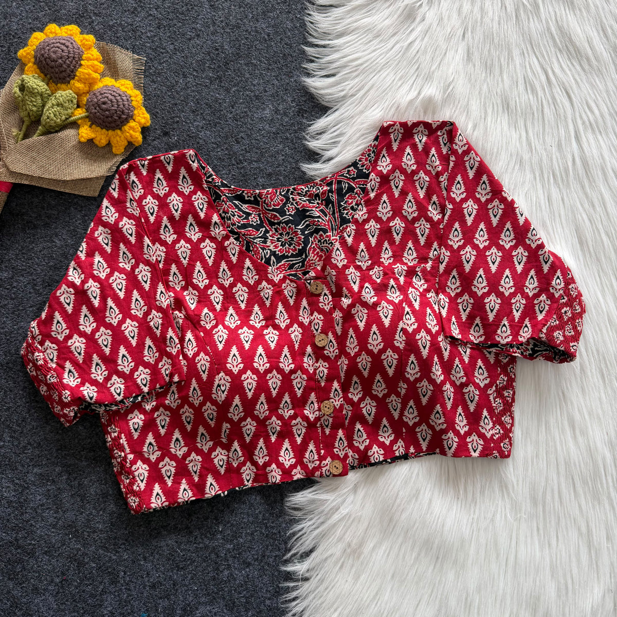 Ajrakh Reversible Stretchable Readymade Blouse