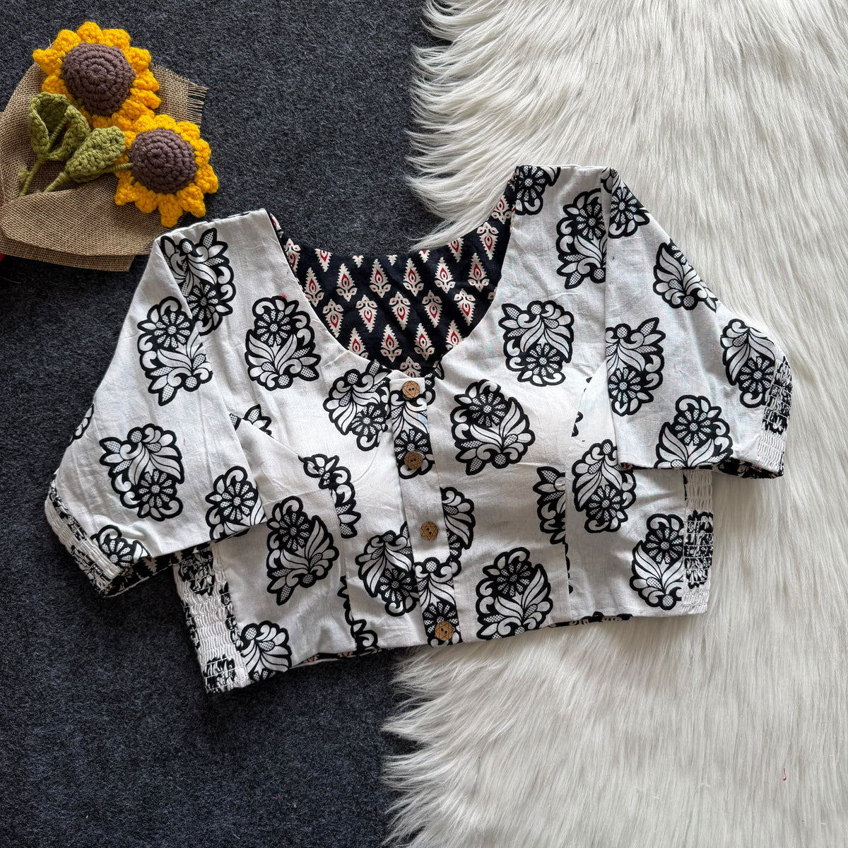 Ajrakh Reversible Stretchable Readymade Blouse