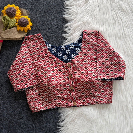 Ajrakh Reversible Stretchable Readymade Blouse