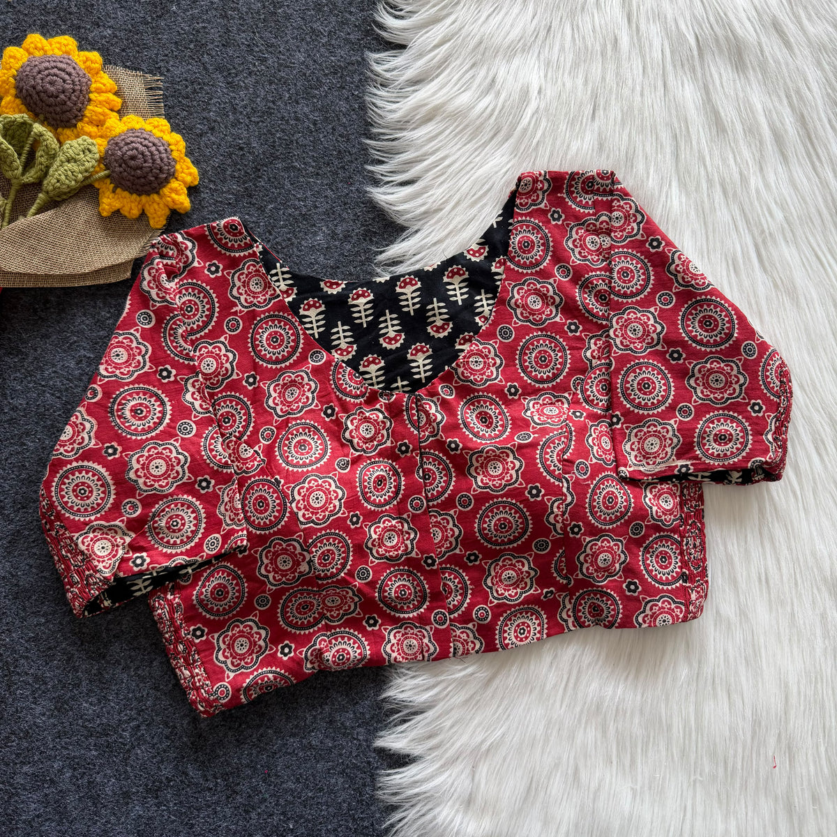 Ajrakh Reversible Stretchable Readymade Blouse