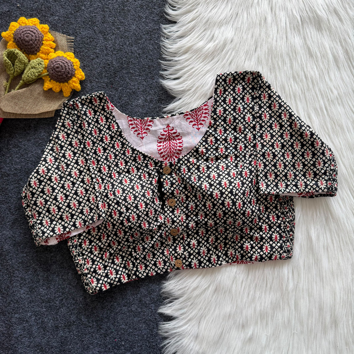 Ajrakh Reversible Stretchable Readymade Blouse
