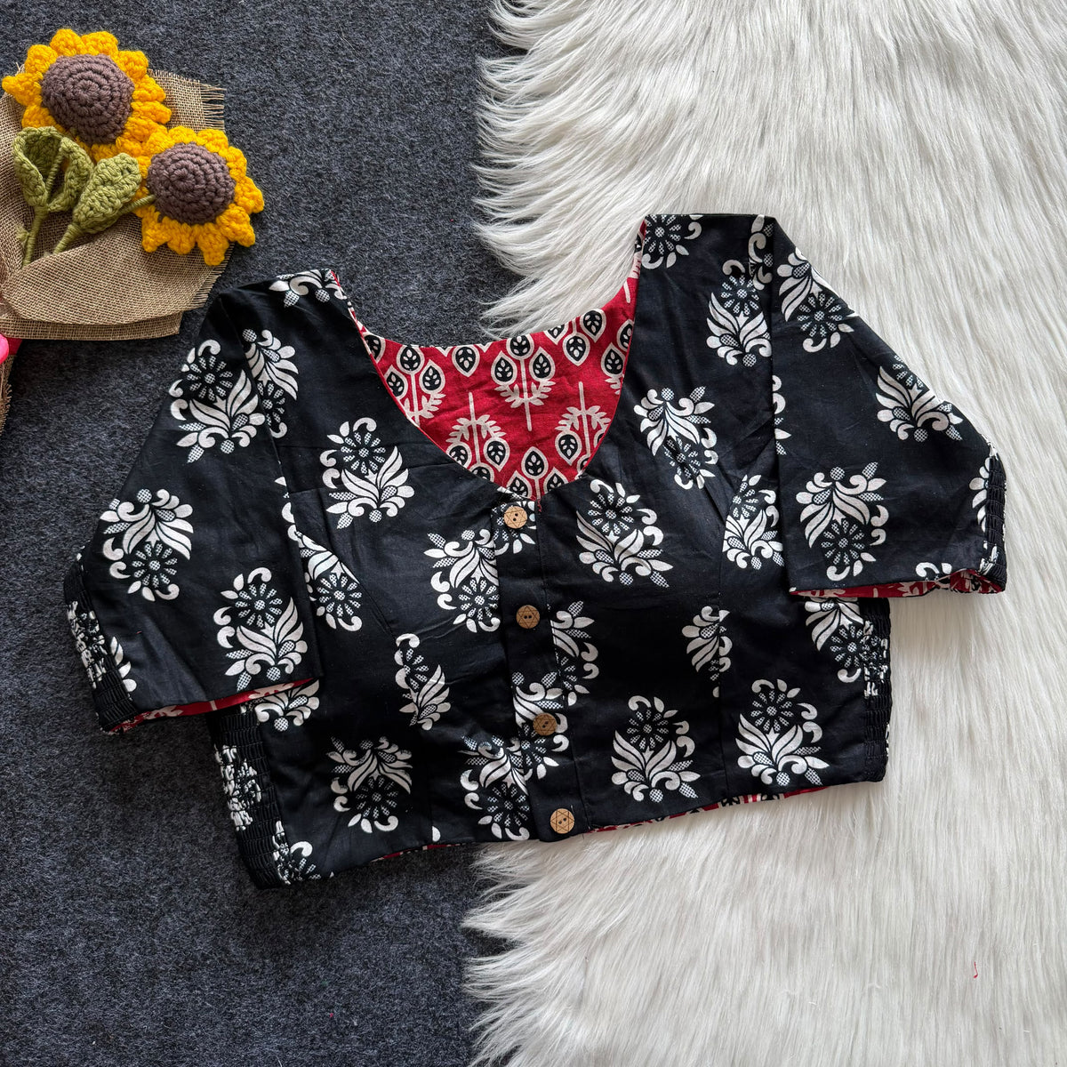 Ajrakh Reversible Stretchable Readymade Blouse