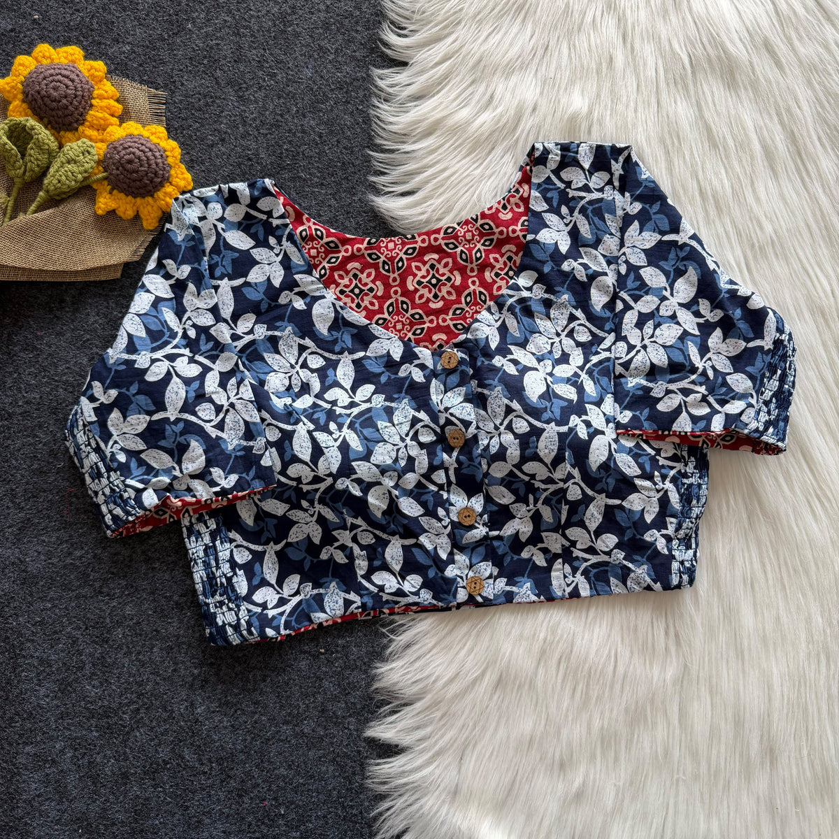 Ajrakh Reversible Stretchable Readymade Blouse