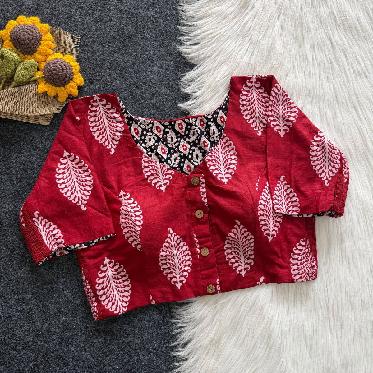 Ajrakh Reversible Stretchable Readymade Blouse