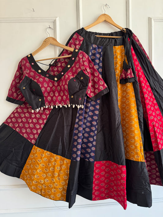 Ajrakh Cotton Mirror Work Chaniya Choli Set