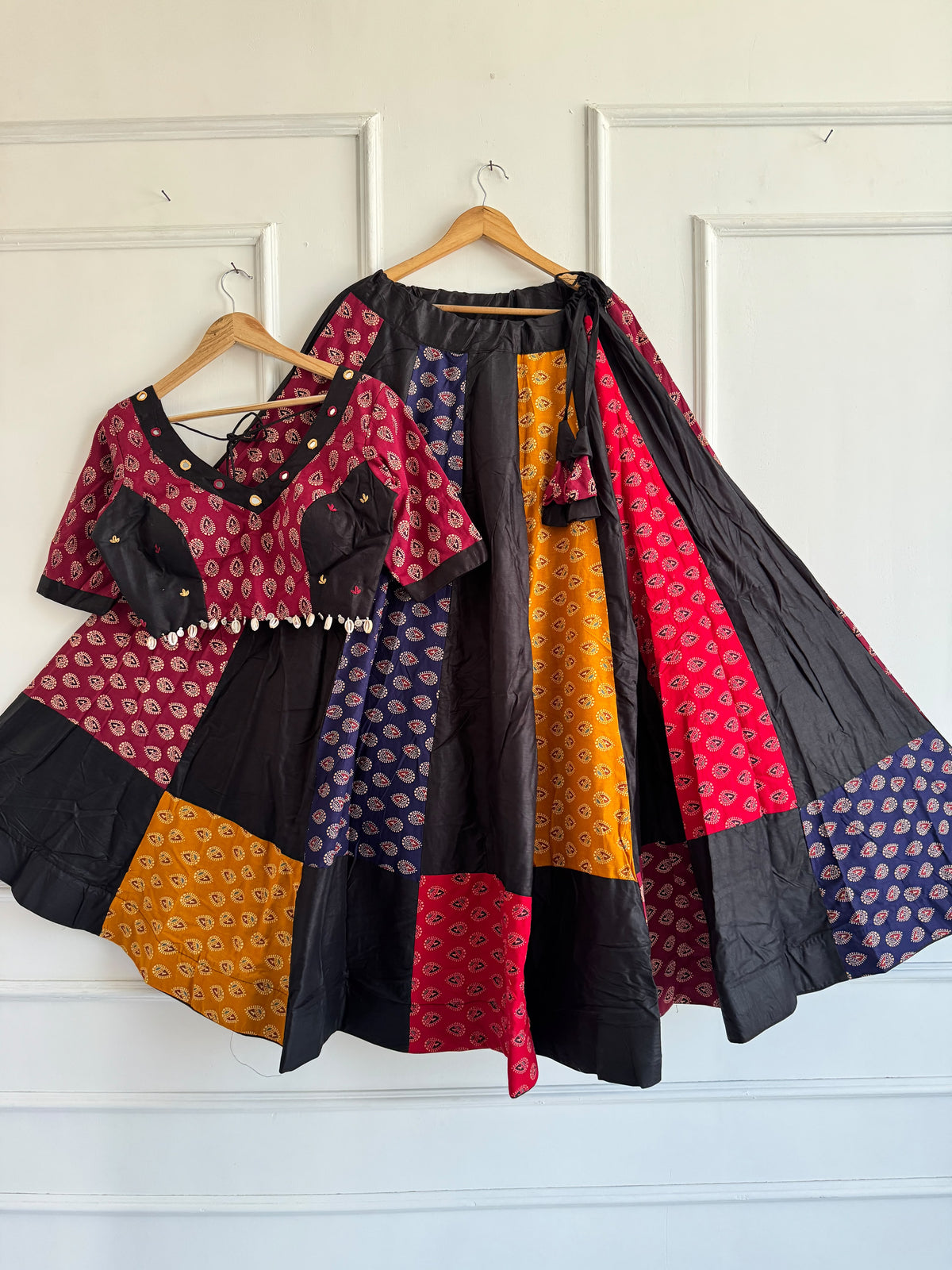 Ajrakh Cotton Mirror Work Chaniya Choli Set