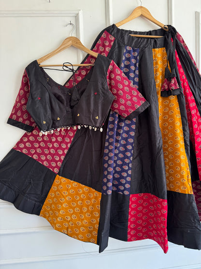 Ajrakh Cotton Mirror Work Chaniya Choli Set