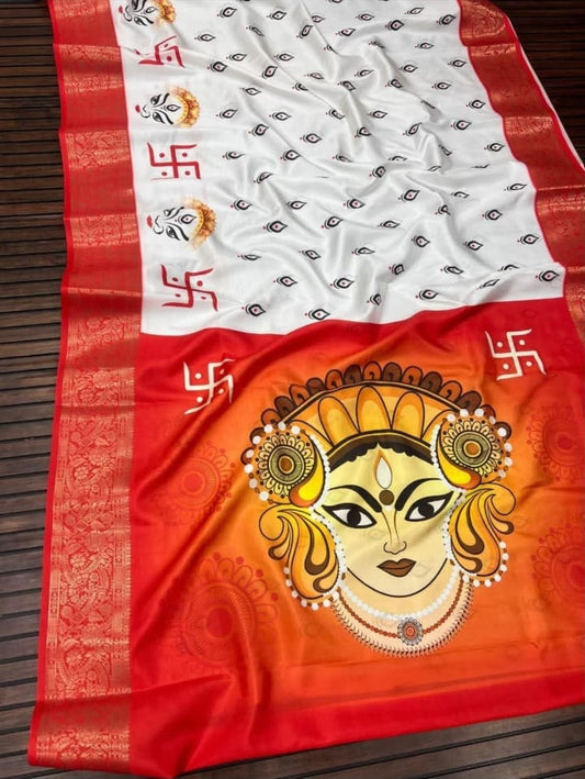 Poly Jacquard Silk Saree with Jacquard Zari Borders