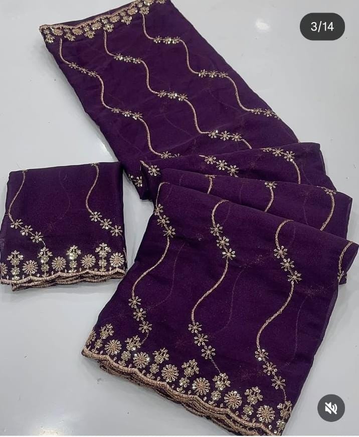 Georgette Saree with Sequence & Embroidery Work