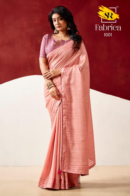 Semi Tussar Silk Saree with Katha Thread Work Borders