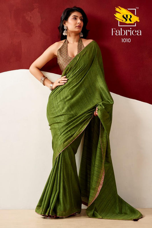 Semi Tussar Silk Saree with Katha Thread Work Borders