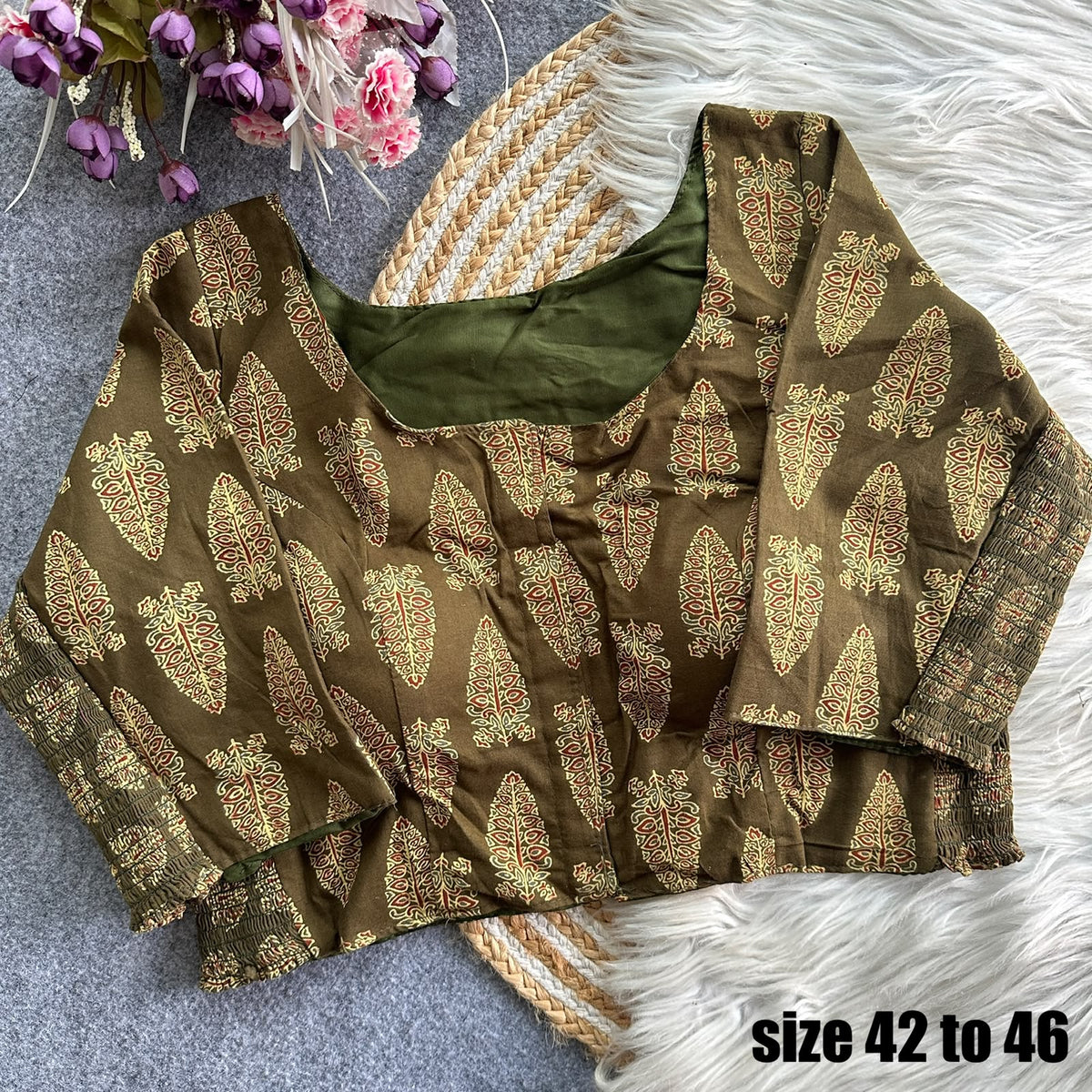 Plus Size Ajrakh Stretchable Readymade Blouse
