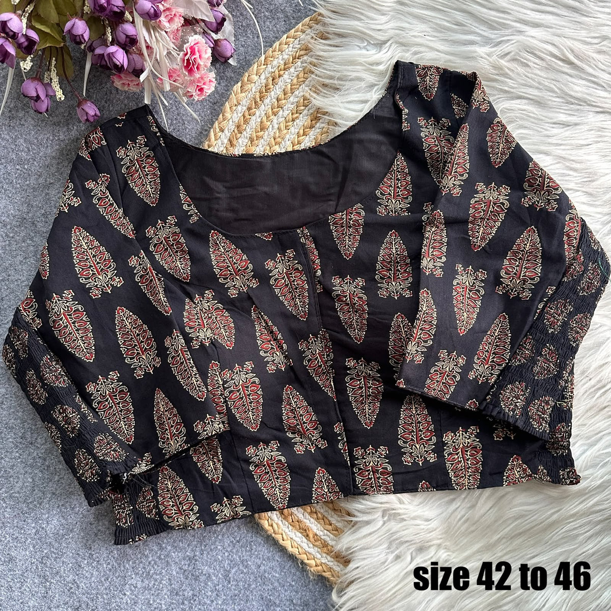 Plus Size Ajrakh Stretchable Readymade Blouse