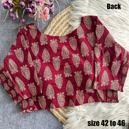 Plus Size Ajrakh Stretchable Readymade Blouse