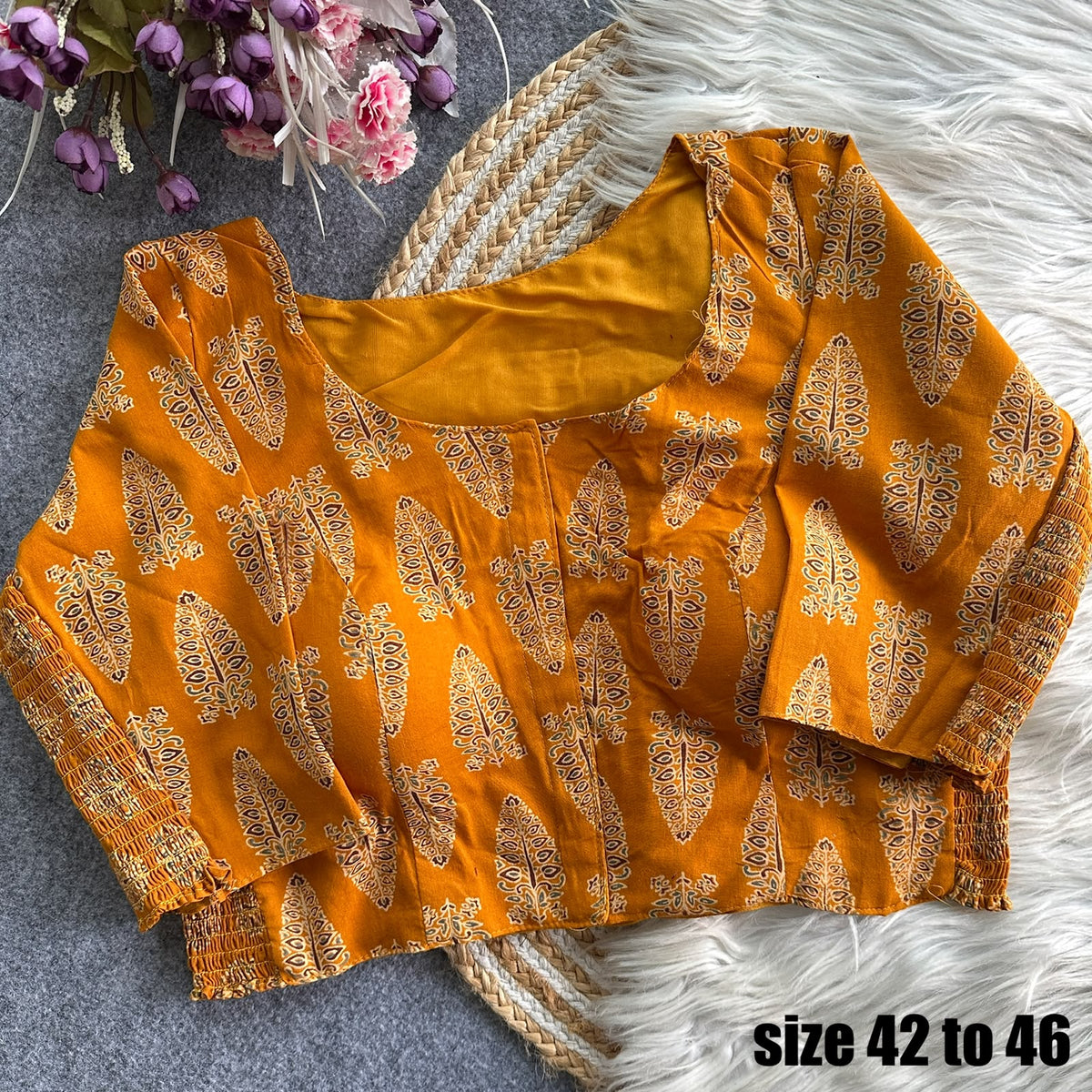 Plus Size Ajrakh Stretchable Readymade Blouse