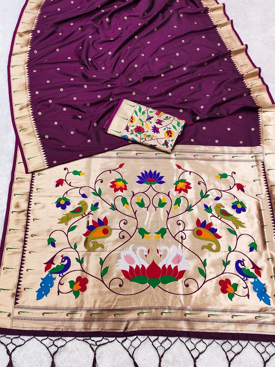 Semi Kanjivaram Silk Paithani Designer Saree