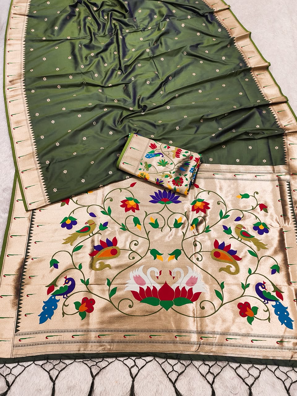Semi Kanjivaram Silk Paithani Designer Saree