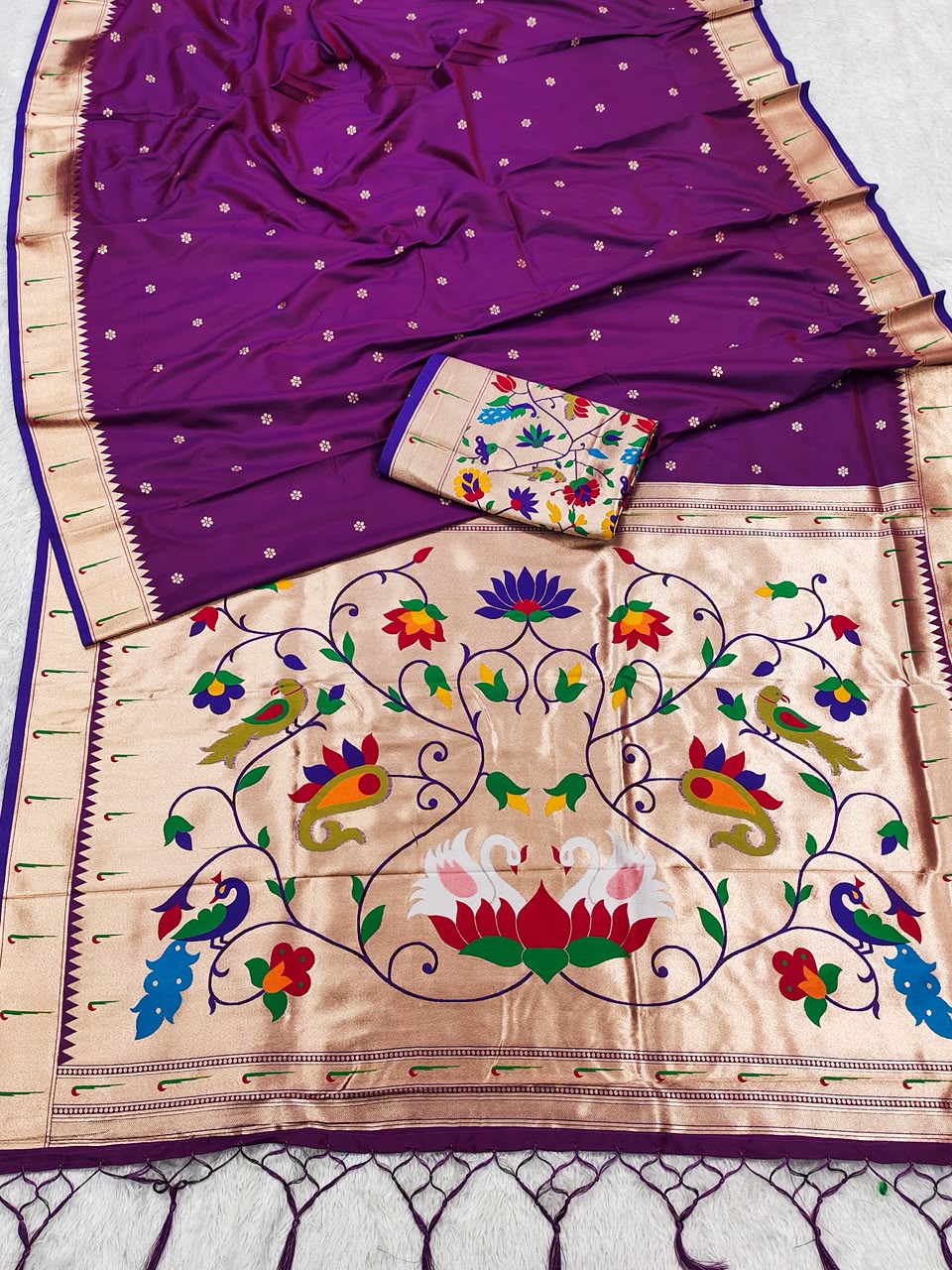 Semi Kanjivaram Silk Paithani Designer Saree