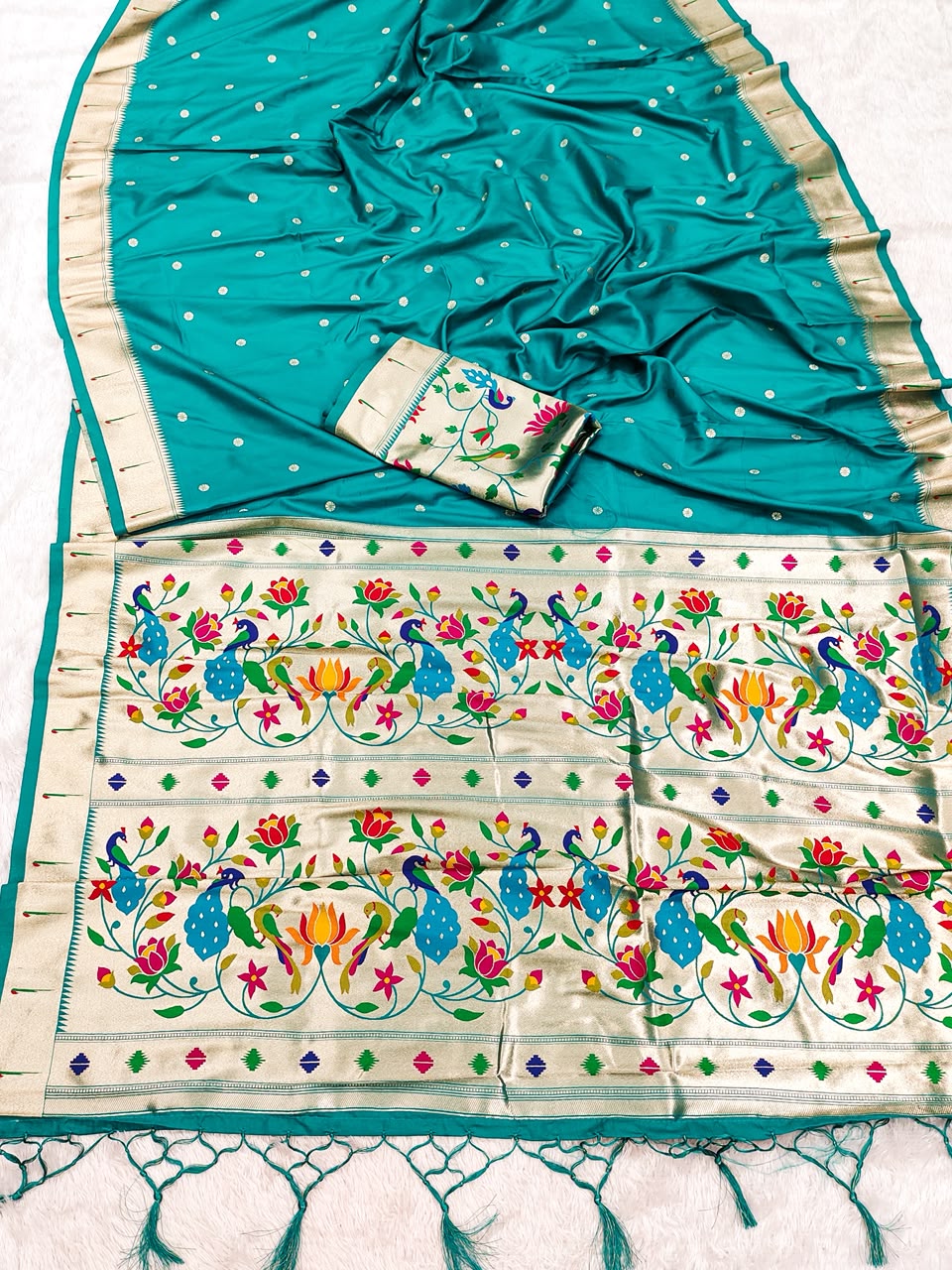 Semi Kanjivaram Silk Paithani Designer Saree