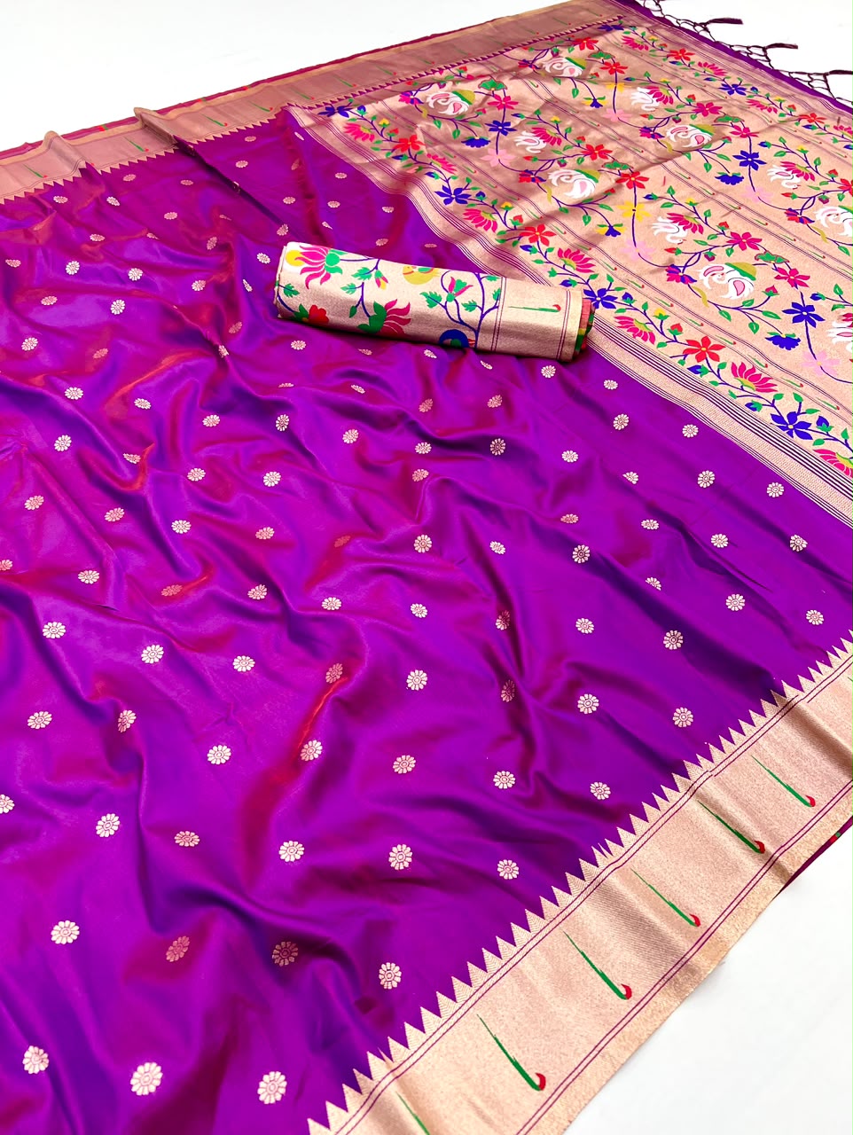Semi Kanjivaram Silk Paithani Designer Saree