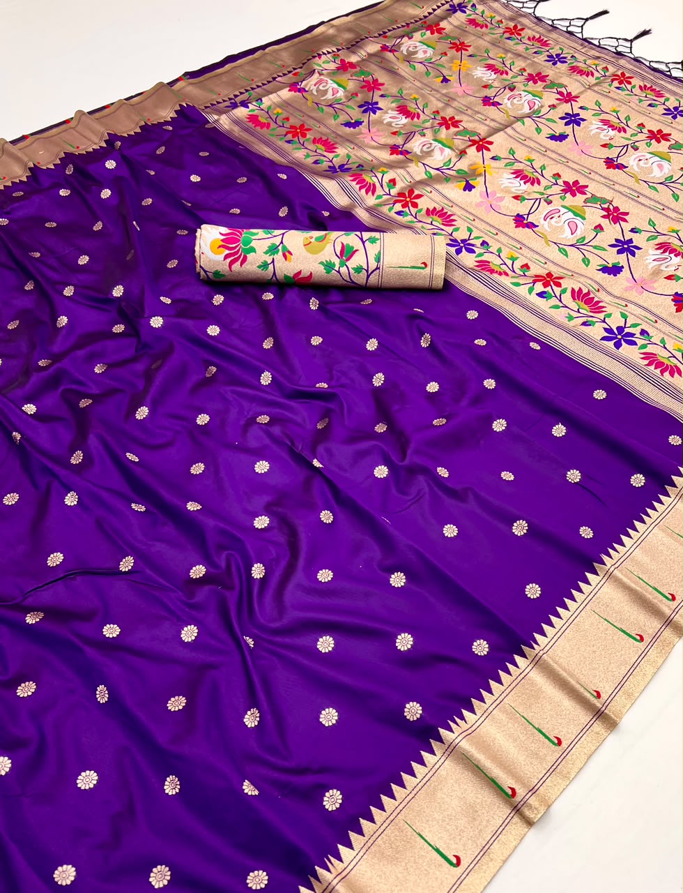 Semi Kanjivaram Silk Paithani Designer Saree