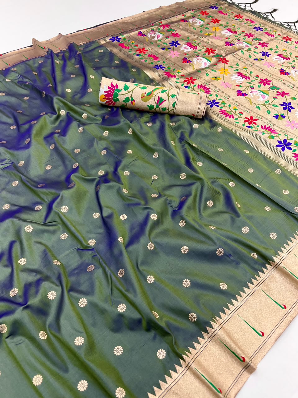 Semi Kanjivaram Silk Paithani Designer Saree