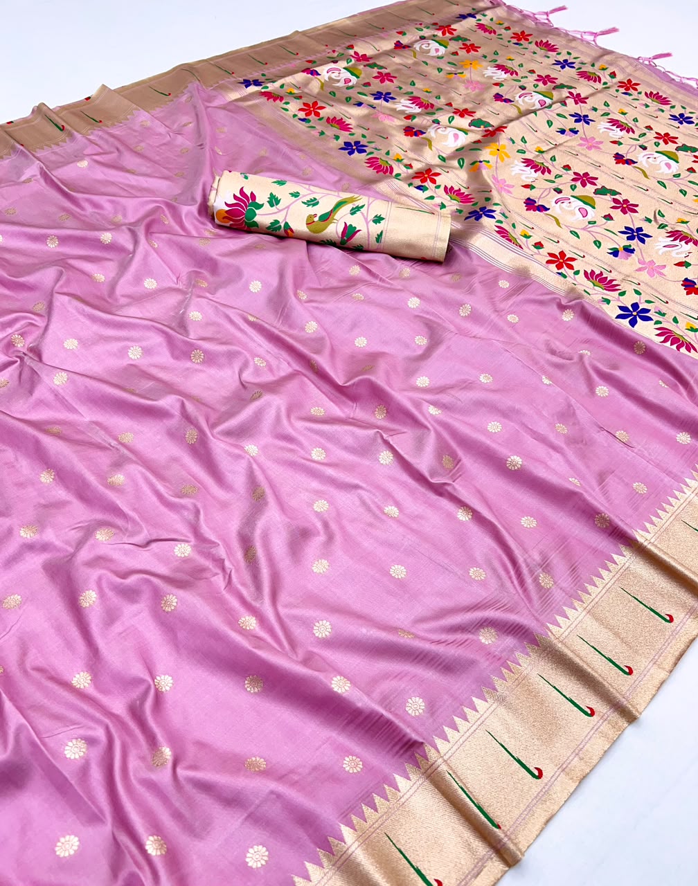Semi Kanjivaram Silk Paithani Designer Saree