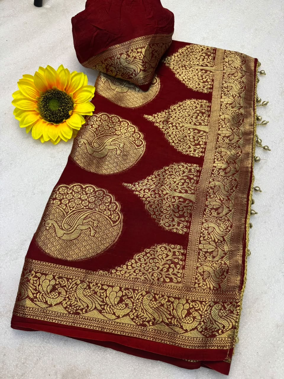 Kanjivaram Cotton Silk Weaving Saree