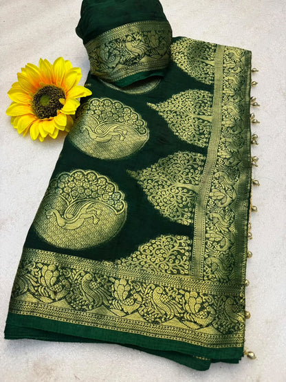 Kanjivaram Cotton Silk Weaving Saree