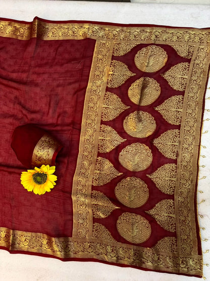 Kanjivaram Cotton Silk Weaving Saree