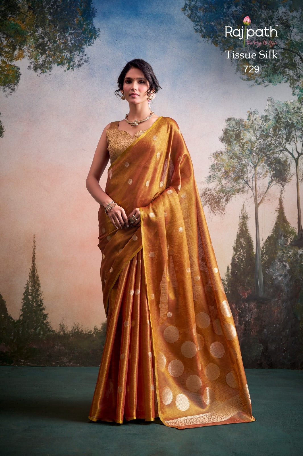 Tissue Silk Saree with Polka Zari Weaving