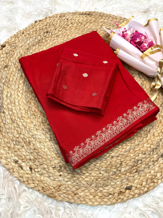 Viscose Georgette Silk Saree with Viscose Zari Borders