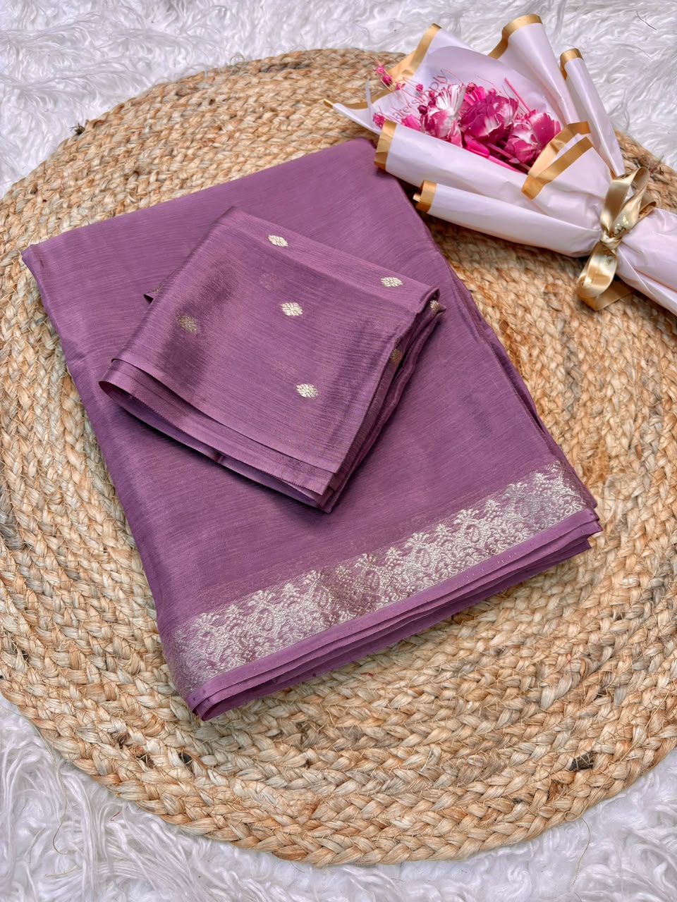 Viscose Georgette Silk Saree with Viscose Zari Borders