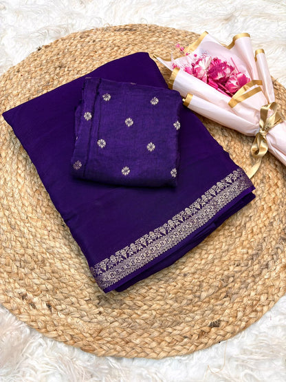 Viscose Georgette Silk Saree with Viscose Zari Borders