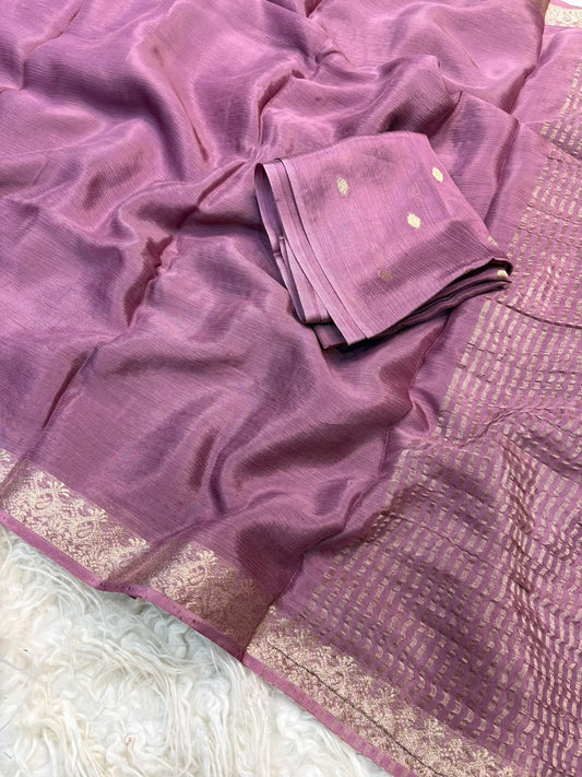 Viscose Georgette Silk Saree with Viscose Zari Borders