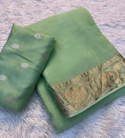 Viscose Mysori Crepe Silk Saree with Viscose Zari Borders
