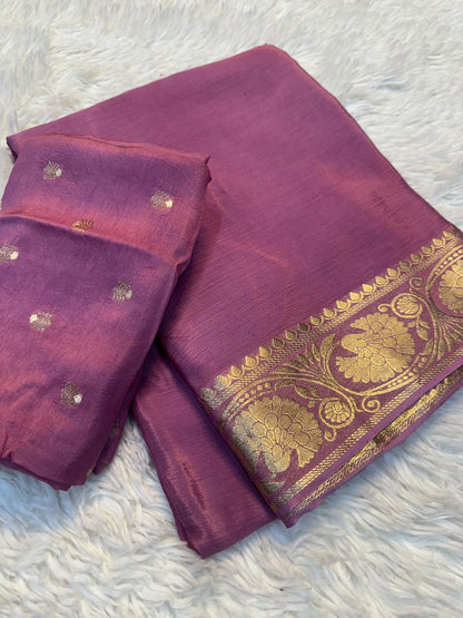 Viscose Mysori Crepe Silk Saree with Viscose Zari Borders