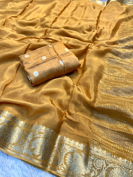 Viscose Mysori Crepe Silk Saree with Viscose Zari Borders