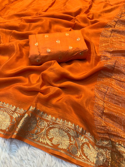 Viscose Mysori Crepe Silk Saree with Viscose Zari Borders